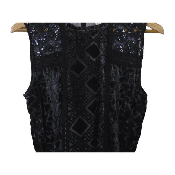 Lucky Brand Navy Burnout Crushed Velvet Navy Dress Sleeveless Small - Picture 5 of 7